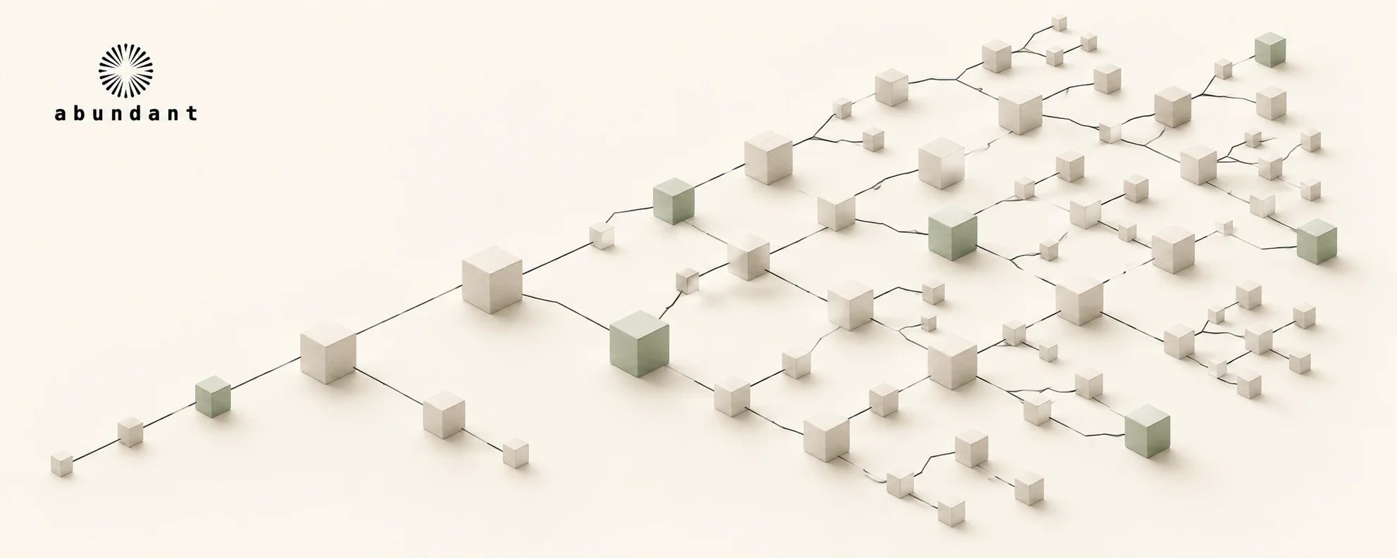 Abundant's logo above a growing network of connected proof blocks.